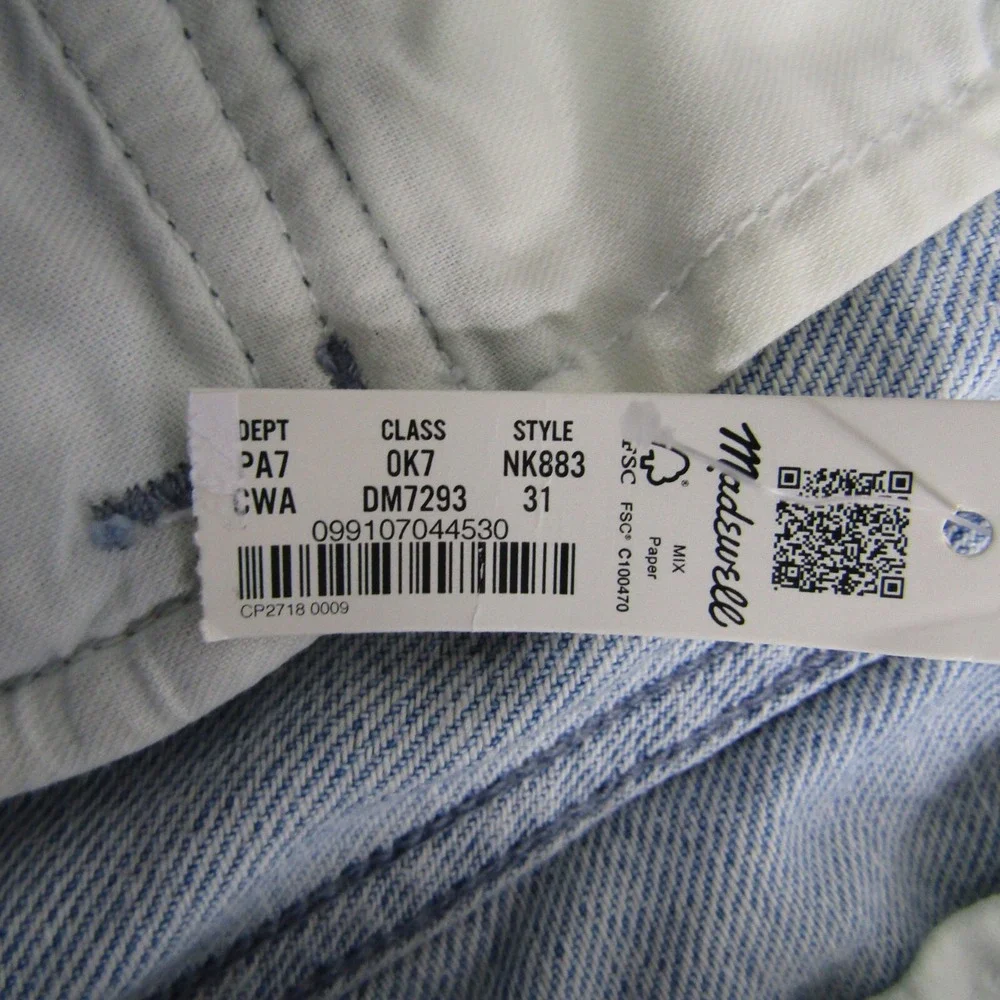 Madewell NEW NWT Womens 31 Blue Low Slung Straight Leg‎ Cargo Jeans